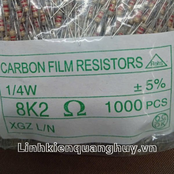 Điện trở vạch 1/4W 8K2 5% (50c)