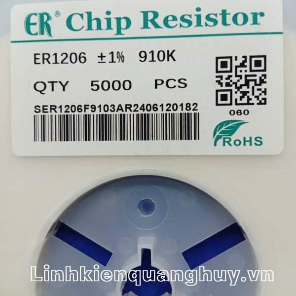Điện trở dán 1206 910K 1% (50c)
