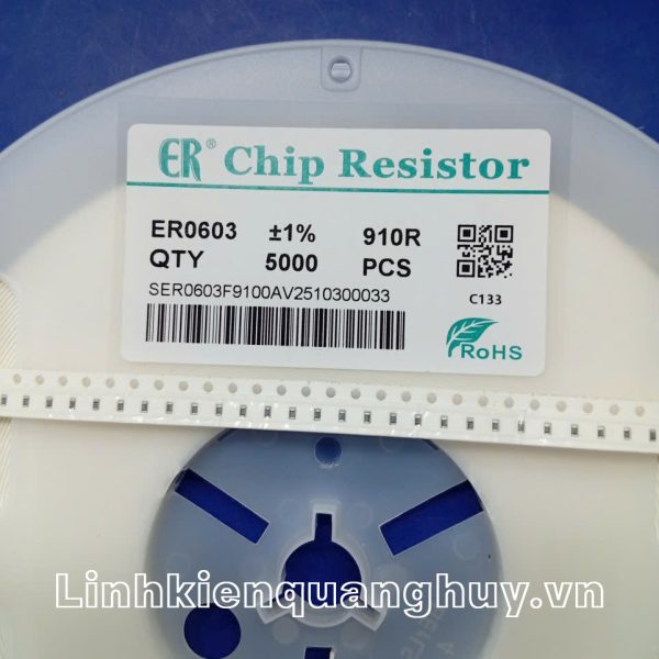 Điện trở dán 0603 910R 1% (50c)
