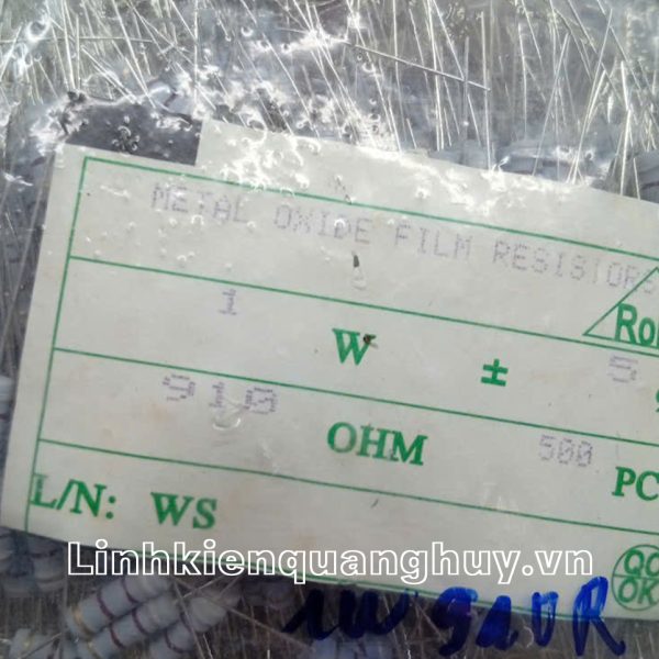Điện trở vạch- Điện trở cắm 1W 5% 910R (10c)