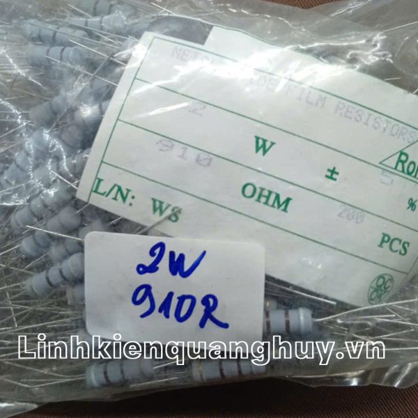 Điện trở vạch- Điện trở cắm 2W 5% 910R (10c)