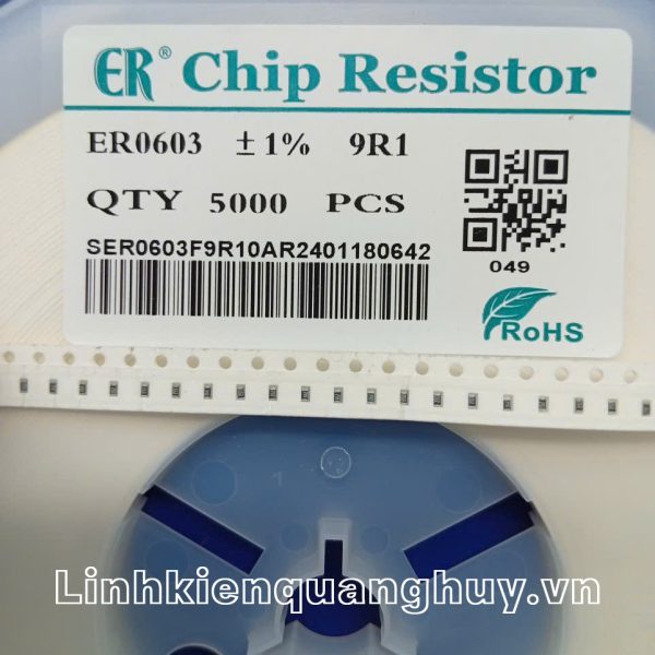 Điện trở dán 9R1 1% 0603 (50c)