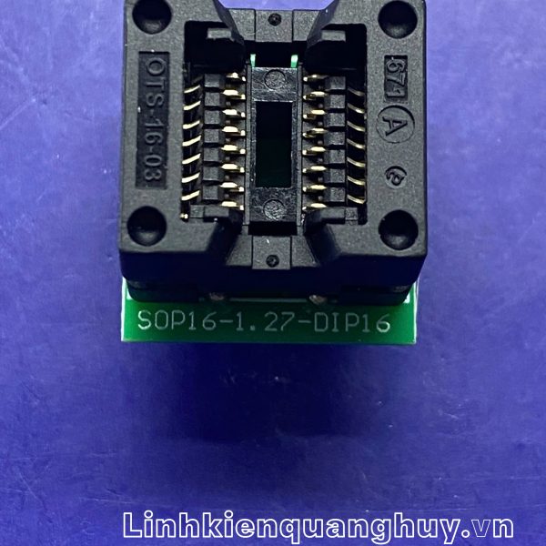 Đế nạp IC SOP16  đế chuyển đổi SOP16-DIP16 thân 3.9mm dùng kẹp IC dán(sop16-1.27-dip16)