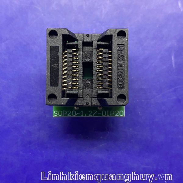 Đế nạp IC SOP20 đế chuyển đổi SOP20-DIP20 thân 5.4mm dùng kẹp IC dán(sop20-1.27-dip20)