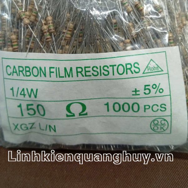Điện trở vạch - Điện trở cắm 1/4W 150R (50c)