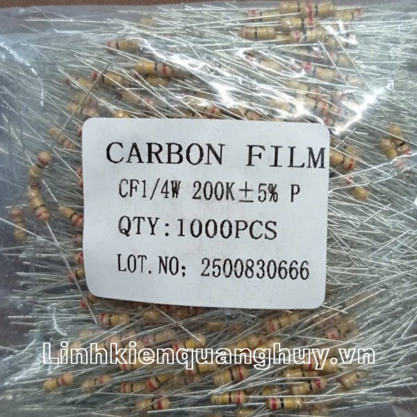 Điện trở vạch - Điện trở cắm 1/4W 200K (50c)