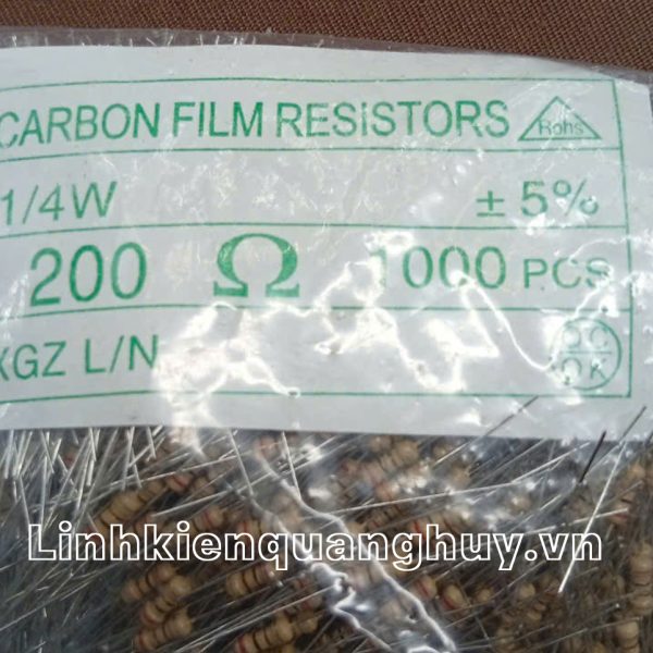 Điện trở vạch - Điện trở cắm 1/4W 200R (50c)