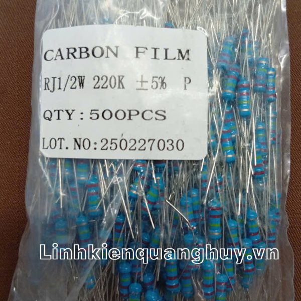 Điện trở vạch - Điện trở cắm 1W 220K (10c)