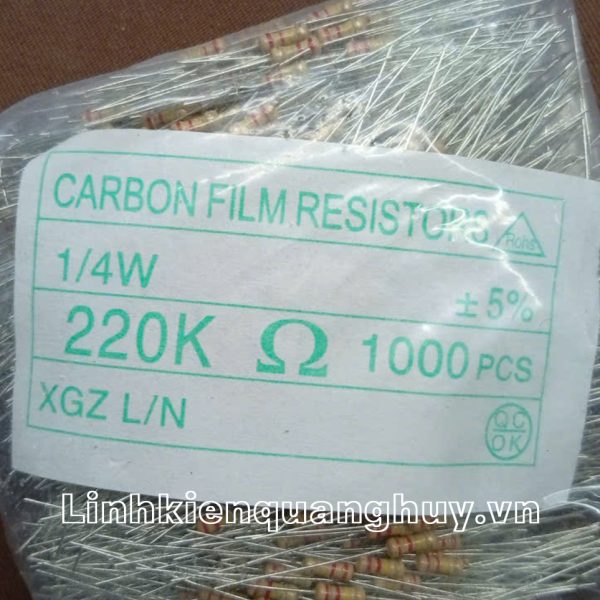 Điện trở vạch - Điện trở cắm 1/4W 220K (50c)