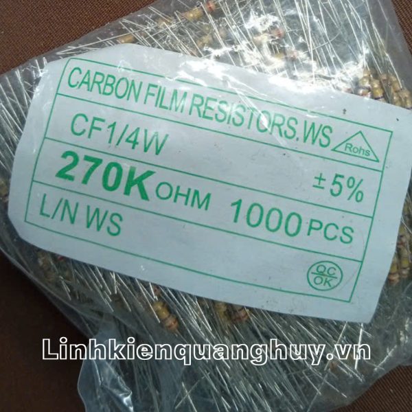 Điện trở vạch - Điện trở cắm 1/4W 270K (50c)