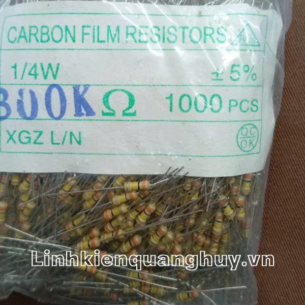Điện trở vạch - Điện trở cắm 1/4W 300K (50c)