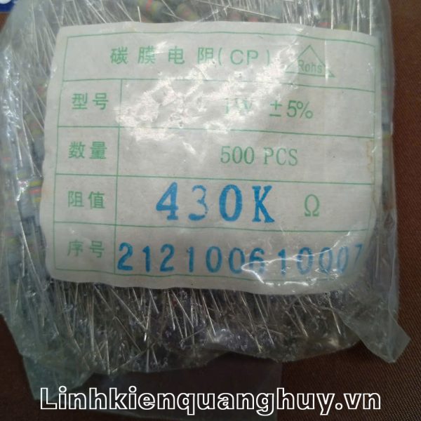 Điện trở vạch - Điện trở cắm 1W 430K (10c)