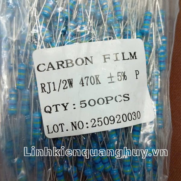 Điện trở vạch - Điện trở cắm 1/2W 470K (10c)