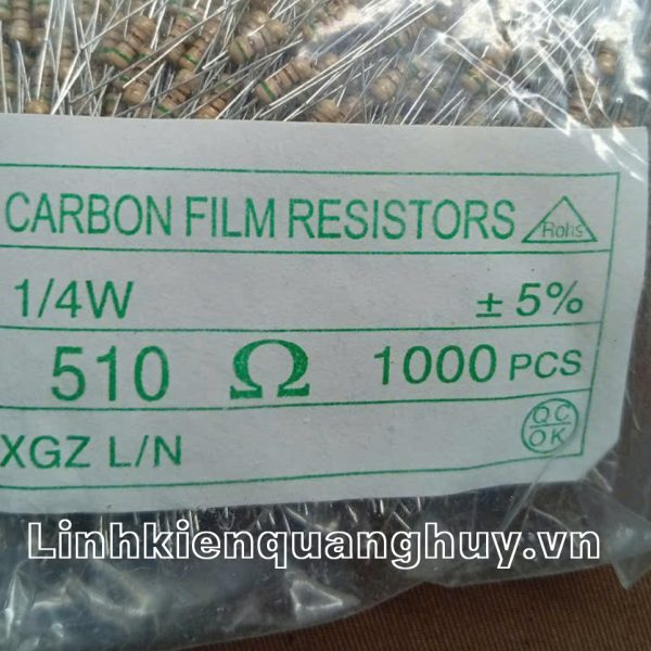 Điện trở vạch - Điện trở cắm 1/4W 510R (50c)