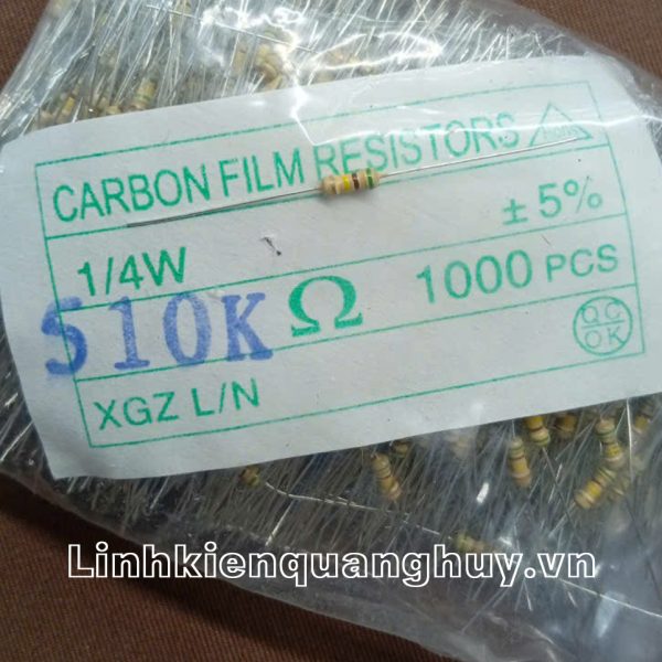 Điện trở vạch - Điện trở cắm 1/4W 510K (50c)